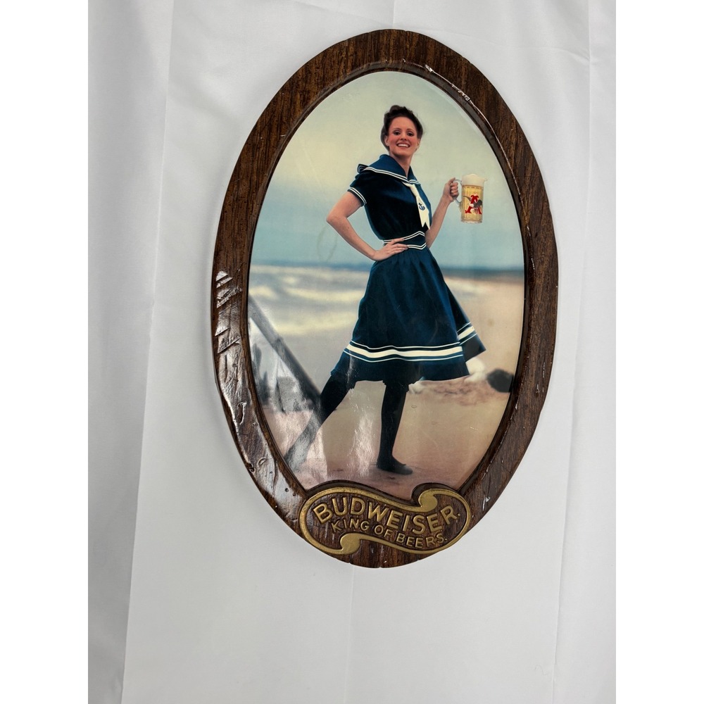 Vintage Budweiser King of Beers Oval Wall Plaques Set of 2 Saloon Gals‎ - Picture 5 of 10